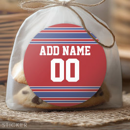 Pegatina Redonda Team Jersey con nombre y número personalizados