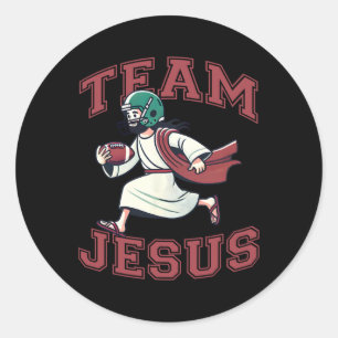 Pegatina Redonda Team Jesus Football Lover Tee Christian Faibl