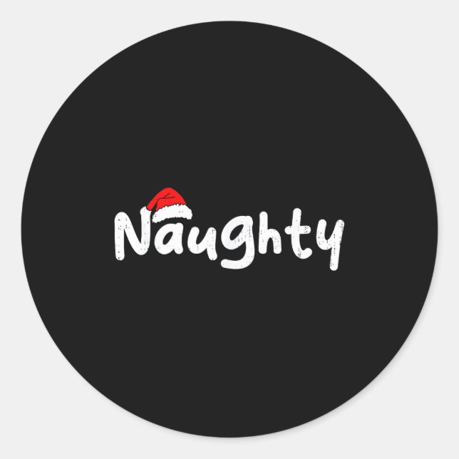 Pegatina Redonda Team Naughty Funny Christmas Couple Matching Team  (Anverso)