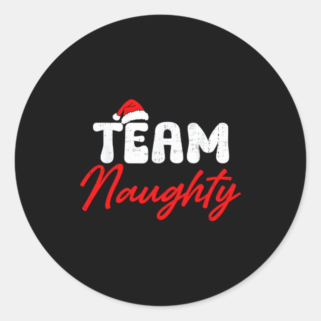 Pegatina Redonda Team Naughty Funny Christmas Couple Matching Team  (Anverso)