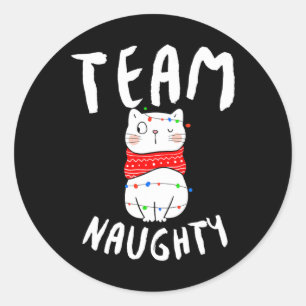 Pegatina Redonda Team Naughty Navidades familiares divertidos que c