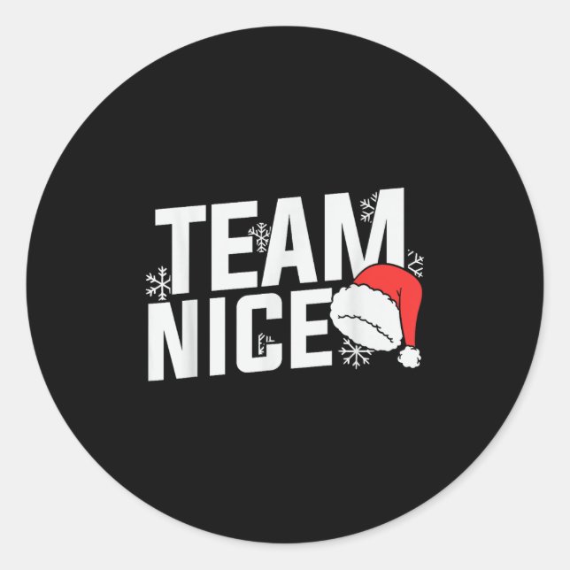 Pegatina Redonda Team Nice Family Christmas Apparel Uni Kids &amp;  (Anverso)