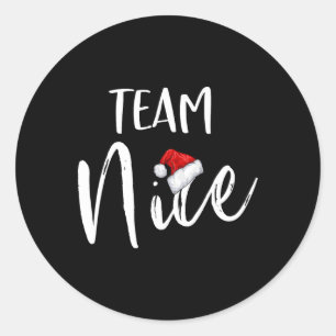 Pegatina Redonda Team Nice Funny Navidades familia coincidiendo con
