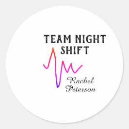 Pegatina Redonda Team night shift nurse doctor medical name heart l