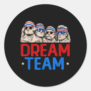 Pegatina Redonda Team Patriotic Presidents Mount Aamerican Usa 4th