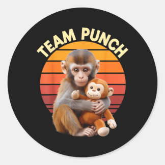 Pegatina Redonda Team Punch Monkey Plush Retro Sun