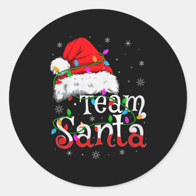 Pegatina Redonda Team Santa Xmas Pajamas Matching Family Group Chri (Anverso)