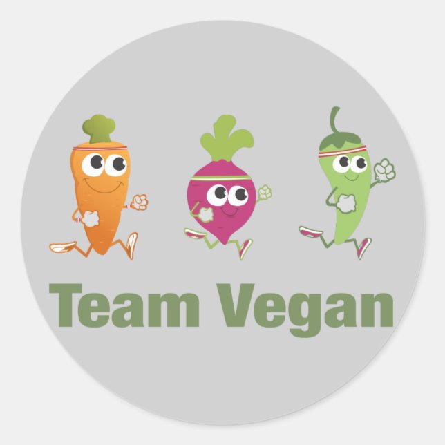 Pegatina Redonda Team Vegan (Anverso)