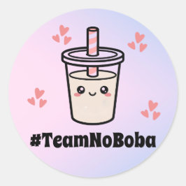 Pegatina Redonda #TeamNoBoba No Balls Bubble Tea Boba Gender Reveal