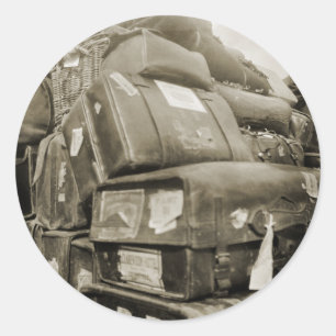 PEGATINA REDONDA TEAMSTER WAGON SUITCASE DE LOS AÑOS 1890