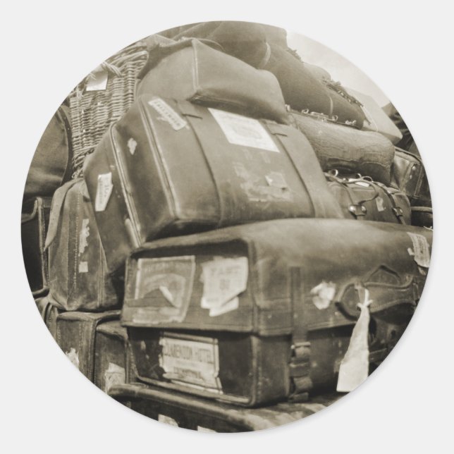 PEGATINA REDONDA TEAMSTER WAGON SUITCASE DE LOS AÑOS 1890 (Anverso)