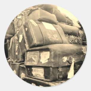 PEGATINA REDONDA TEAMSTER WAGON SUITCASE DE LOS AÑOS 1890