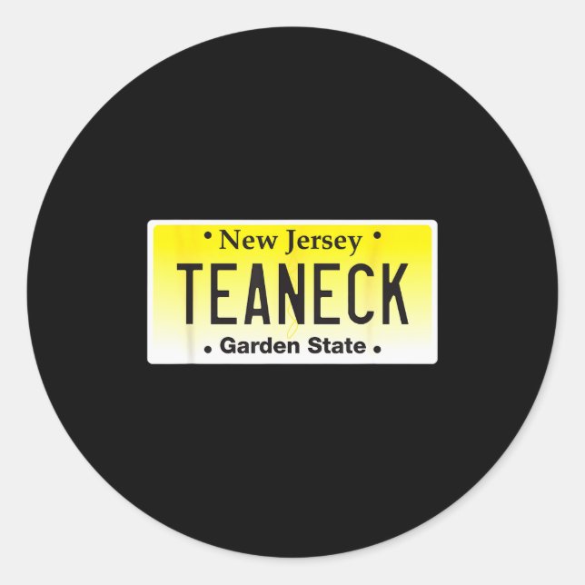 Pegatina Redonda Teaneck New Jersey Hometown Nj License Plate Graph (Anverso)