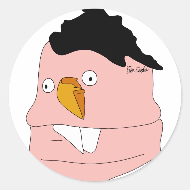 Pegatina Redonda Teardrop nose goofy puppet (Anverso)