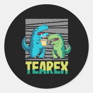Pegatina Redonda Tearex Tea Drinker Dinosaur Tyrannosaurus TeaRex