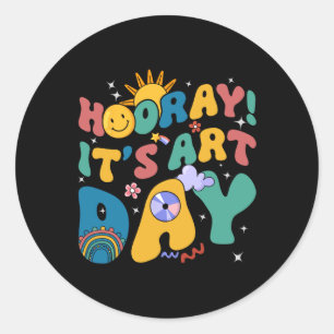 Pegatina Redonda Teatro de arte Rainbow Cute Stude