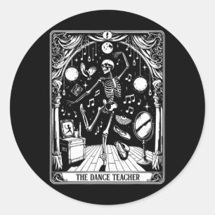 Pegatina Redonda Teatro de danza Tarot Card Skeleton Ballet de bail
