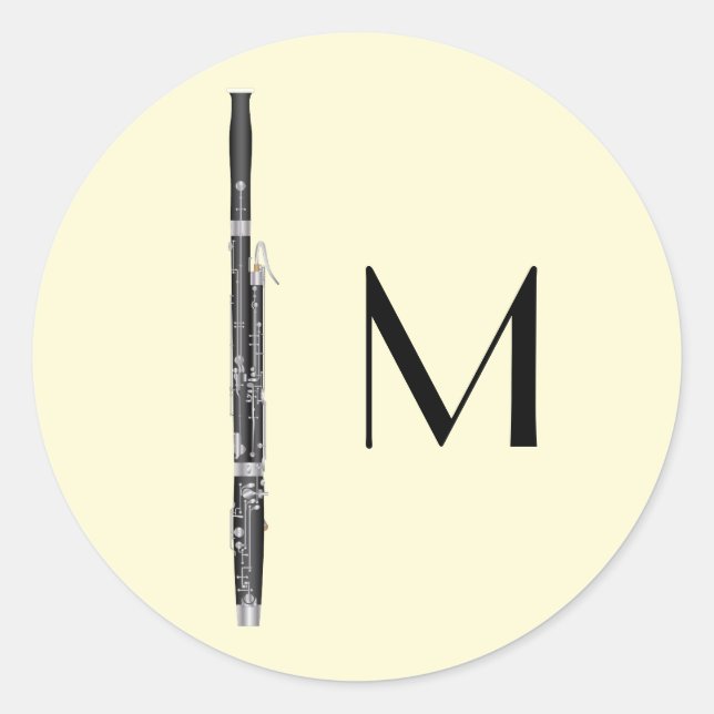 Pegatina Redonda Teatro de música de Bassoon Woodwind (Anverso)