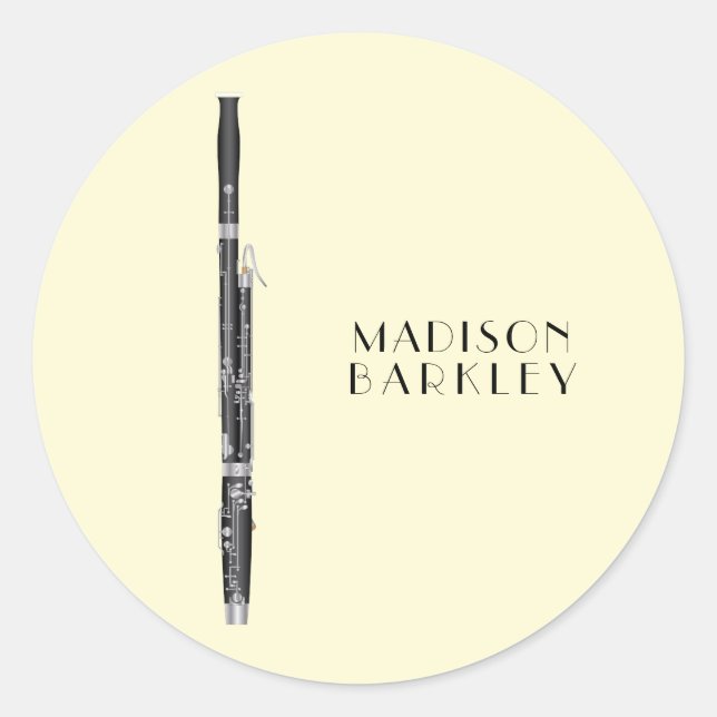 Pegatina Redonda Teatro de música de Bassoon Woodwind (Anverso)