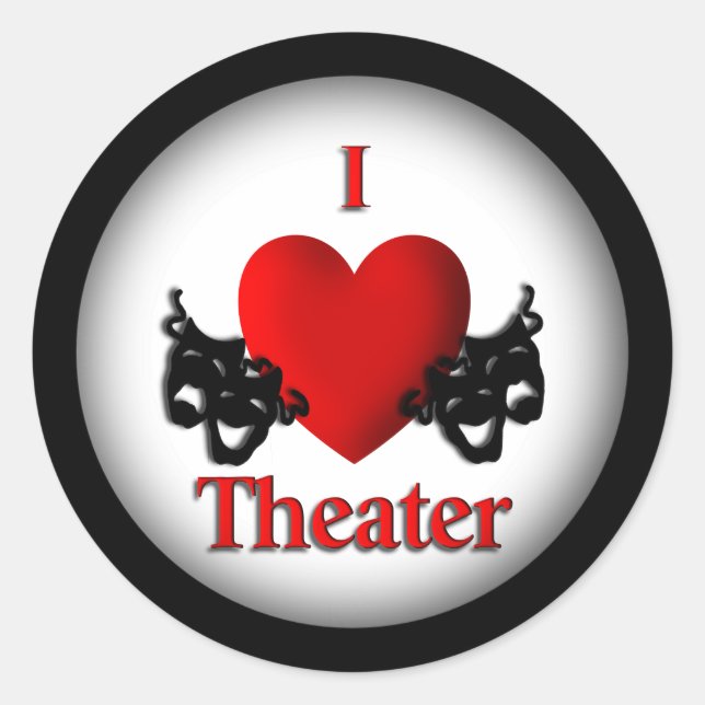 Pegatina Redonda Teatro I Heart (Anverso)