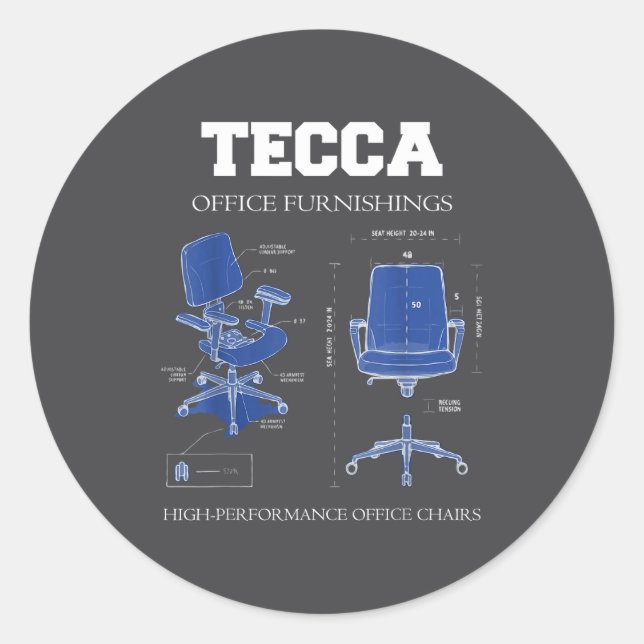 Pegatina Redonda Tecca Office Furnishings - High Performance Chairs (Anverso)
