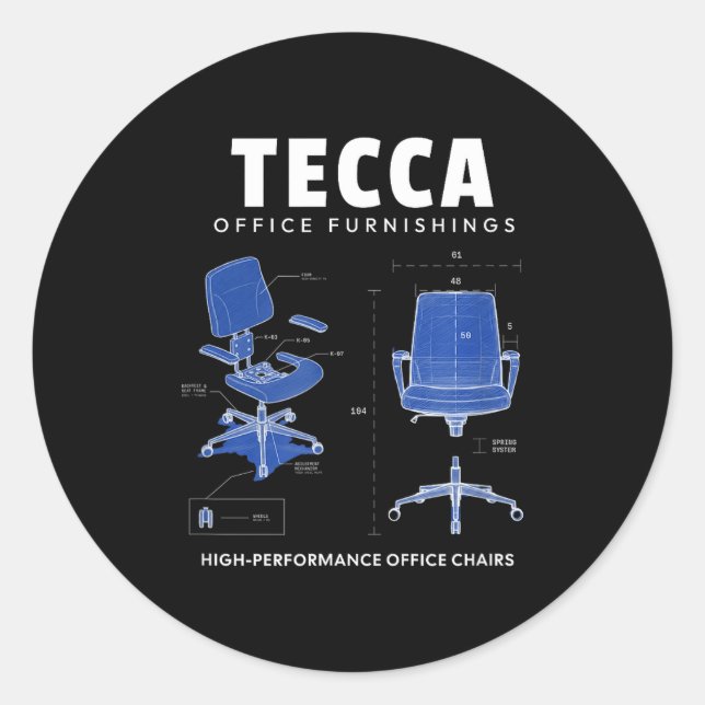 Pegatina Redonda Tecca Office Furnishings - High Performance Office (Anverso)