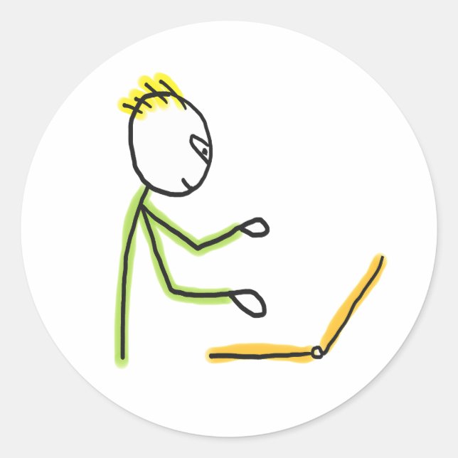 Pegatina Redonda Tech Guy Stickman (Anverso)