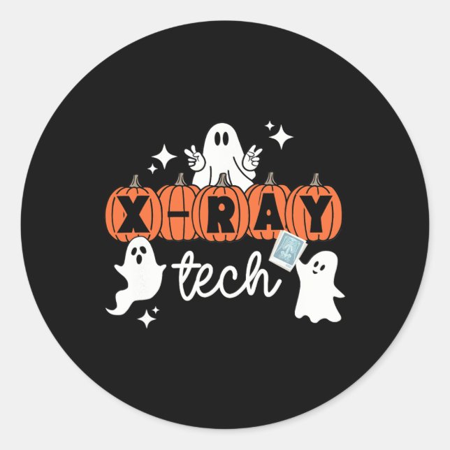Pegatina Redonda Tech Halloween Technier Squad Xray Tech Pumpkin (Anverso)