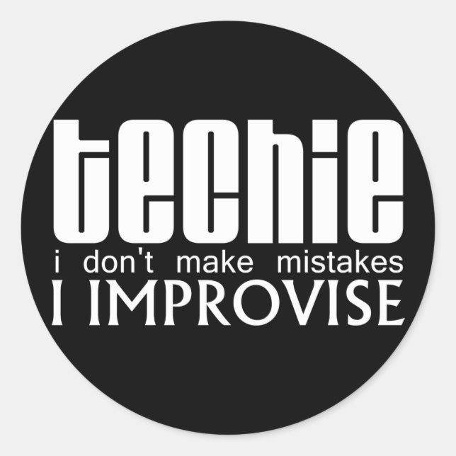 Pegatina Redonda Techie Improvise (Anverso)