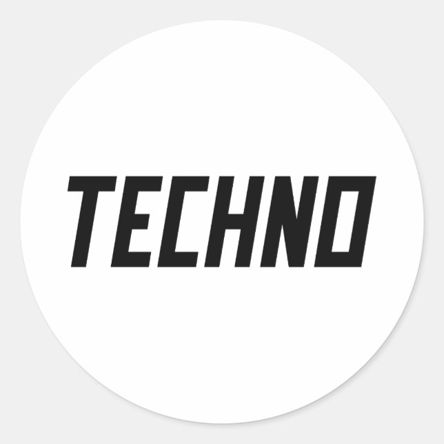 Pegatina Redonda TECHNO Music (Anverso)