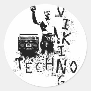 Pegatina Redonda Techno Viking