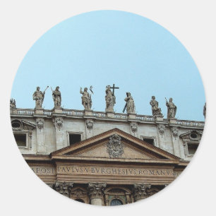 Pegatina Redonda Techo de la Basílica de San Pedro en Roma, Italia