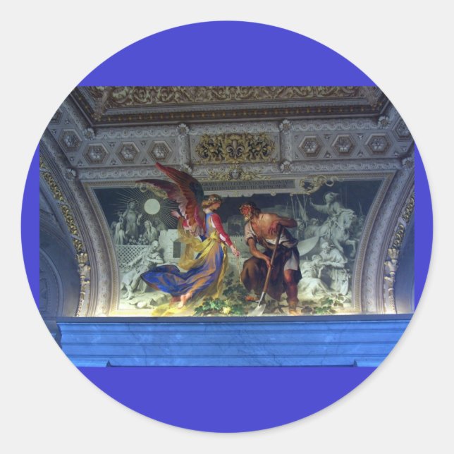 Pegatina Redonda Techo en el Museo Vaticano en Roma (Anverso)
