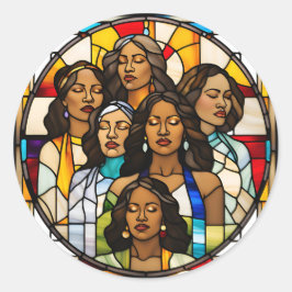 Pegatina Redonda Techos destrozados y sueños de vidrio manchado