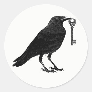 Pegatina Redonda Tecla de esqueleto Raven Steals