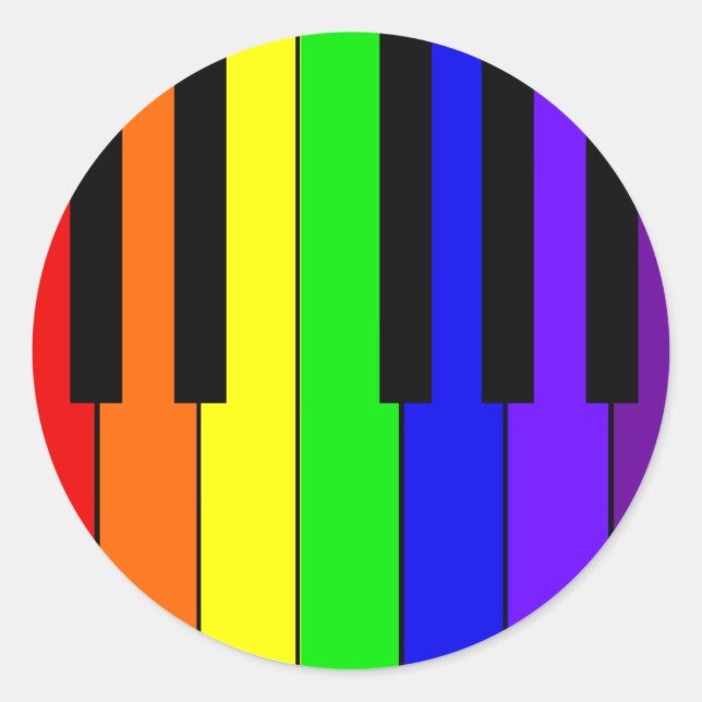 Pegatina Redonda Teclado arco iris (Anverso)
