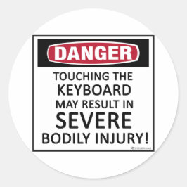 Pegatina Redonda Teclado de peligro