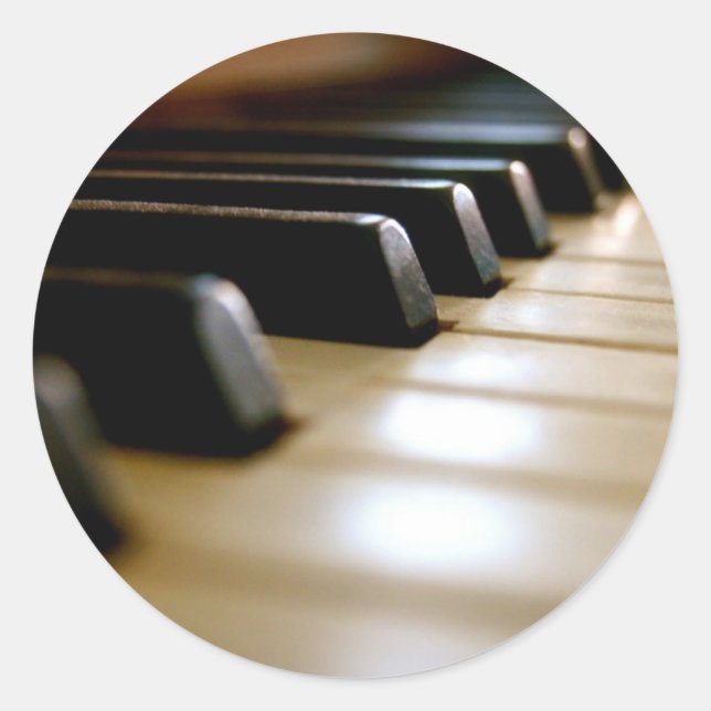 Pegatina Redonda Teclado de piano elegante Música (Anverso)