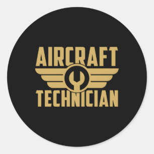 Pegatina Redonda Técnico de Aeronaves de Ingeniería Mecánica