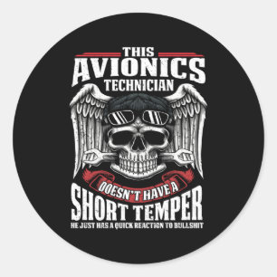 Pegatina Redonda Técnico de Aeronaves Técnico de Avión Avionics T