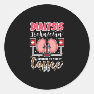 Pegatina Redonda Técnico De Diálisis Traído Por Café