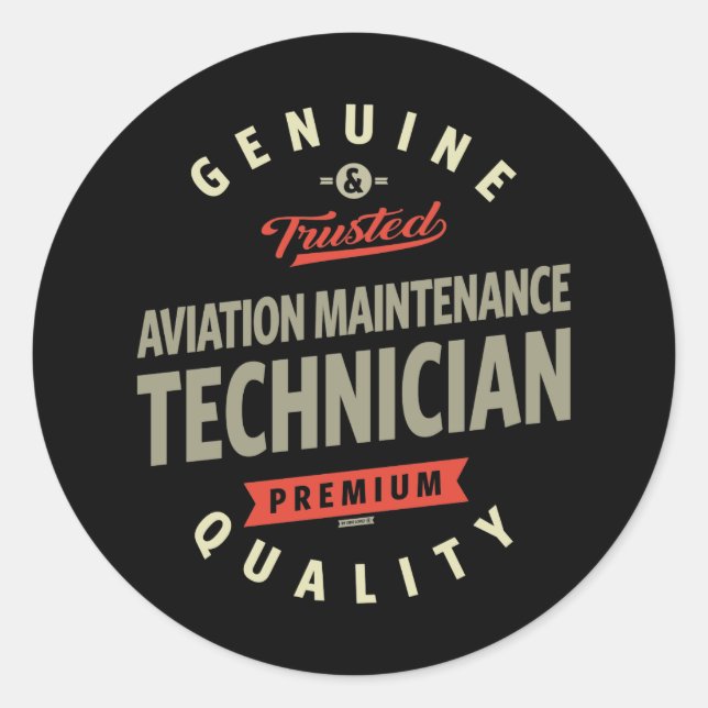 Pegatina Redonda Técnico de Mantenimiento de Aviación (Anverso)