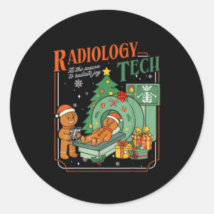 Pegatina Redonda Técnico de Radiología de Navidad Divertido Hombre