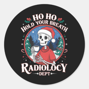 Pegatina Redonda Técnico de Radiología de Navidad Esqueleto Técnico