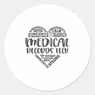 Pegatina Redonda Técnico de Registros Médicos o Médico de Recursos 
