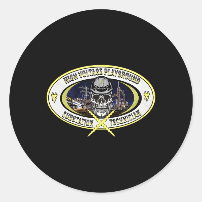 Pegatina Redonda Técnico de Subestación (Anverso)