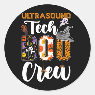 Pegatina Redonda Técnico de ultrasonido Boo Crew Divertido Hallowee