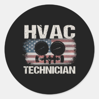 Pegatina Redonda Técnico Hvac En La Parte De Atrás