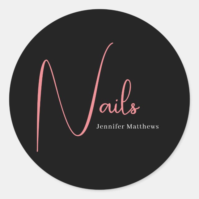 Pegatina Redonda Técnico moderno de belleza de neón rosa glam manic (Anverso)