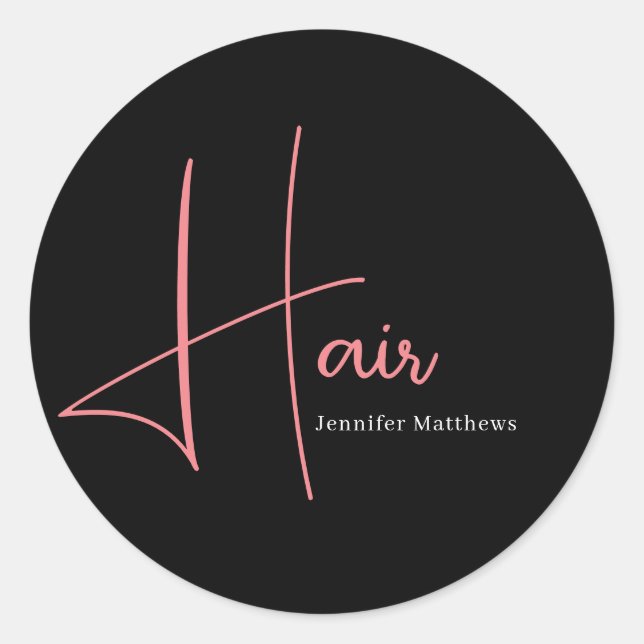 Pegatina Redonda Técnico moderno de peinado de neón rosa glam manic (Anverso)